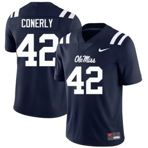 #42 Stitched Charlie Conerly Navy Men College Football Mississippi Jersey 560275-115