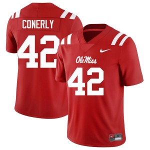 #42 Charlie Conerly Men's Replica Red Ole Mississippi Rebels College Football Jerseys 659902-646