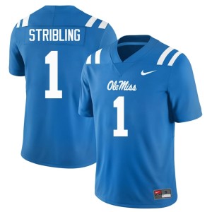 #1 College Football Forward Rebels Powder Blue De'Zhaun Stribling Men's Player Jerseys 680271-222