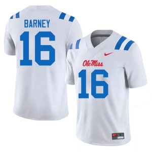 #16 White College Football NCAA Dorian Barney Mens Ole Mississippi Rebels Jersey 915199-850