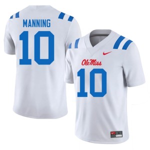 #10 White Men's Eli Manning College Football High School Mississippi Rebels Jersey 459336-340
