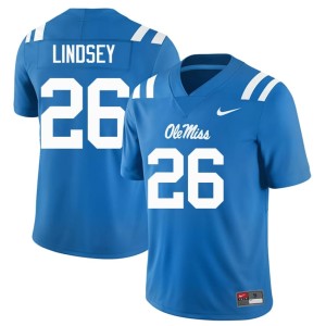 #26 Official Powder Blue Mens JT Lindsey College Football Ole Mississippi Jerseys 858565-395