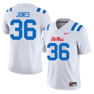 #36 High School College Football Mens Ole Miss Ja'Michael Jones White Jersey 580280-368