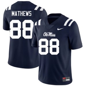 #88 NCAA College Football Jase Mathews Ole Miss Rebels Navy Men Jerseys 746261-220