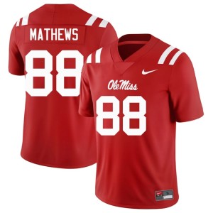 #88 Men's Jase Mathews Red Embroidery College Football Mississippi Rebels Jerseys 331662-916