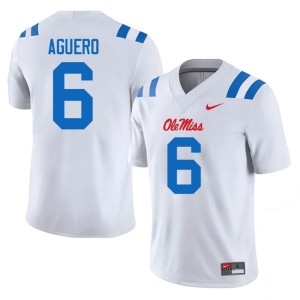 #6 Men's White Game Joenel Aguero Ole Mississippi College Football Jersey 182964-174