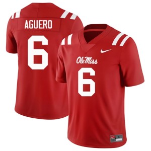 #6 Red College Football Joenel Aguero Mens Stitched Mississippi Rebels Jerseys 784217-601