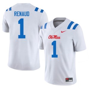 #1 College Football Replica Mens Jordan Renaud White Ole Miss Rebels Jersey 265930-344