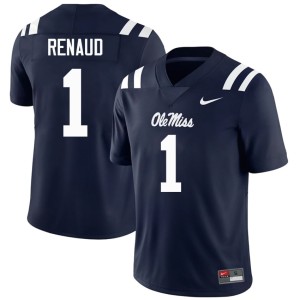 #1 Replica Navy University of Mississippi Men's College Football Jordan Renaud Jersey 819183-596