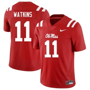 #11 College Football Mens Jordan Watkins Ole Mississippi Rebels Red High School Jersey 989143-994
