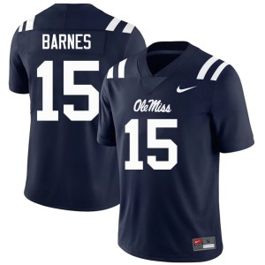 #15 Mens Ole Miss Stitched Landon Barnes Navy College Football Jerseys 622722-324