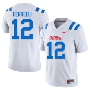 #12 Luke Ferrelli Rebels White Mens College Football Stitched Jerseys 584491-958