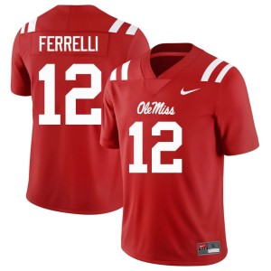 #12 College Football Ole Miss Mens Red Luke Ferrelli Stitched Jersey 200450-564