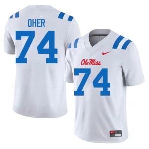 #74 College Football NCAA Men Michael Oher White Miss Rebels Jersey 421197-286