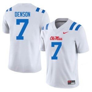 #7 Men's Replica College Football Sharif Denson White Ole Mississippi Jerseys 481460-206