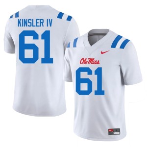 #61 University Tommy Kinsler IV White Ole Miss College Football Men's Jerseys 739395-927