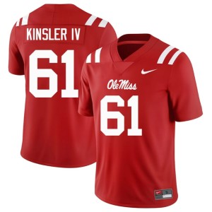 #61 Official College Football UM Rebels Men Tommy Kinsler IV Red Jerseys 861911-186