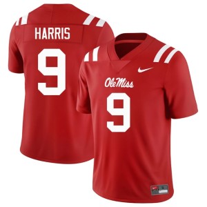 #9 College Football Stitched Red Tre Harris Ole Mississippi Mens Jerseys 473689-488