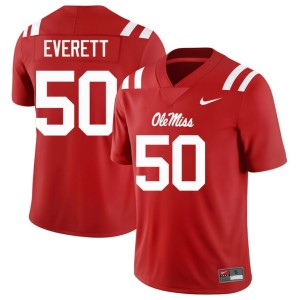 #50 Men's Red Troy Everett College Football Game Mississippi Rebels Jersey 848424-155