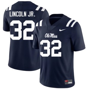 #32 Victor Lincoln Jr. Ole Mississippi Men Replica Navy College Football Jerseys 772276-557