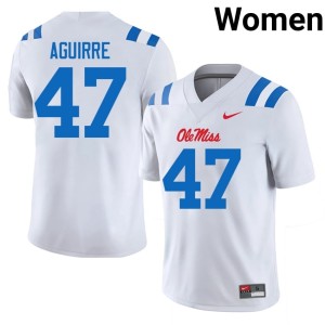 #47 College Football Anthony Aguirre Women's White 2026 Mississippi Jersey 760272-879