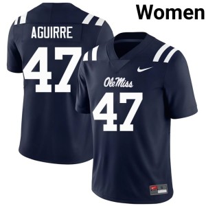 #47 Ole Miss Anthony Aguirre Women's Navy Official College Football Jerseys 741961-791