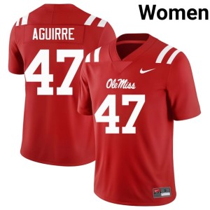 #47 Mississippi Rebels Anthony Aguirre Women's Red College Football Replica Jerseys 737642-627