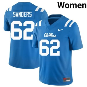 #62 Women's Mississippi Brycen Sanders NCAA College Football Powder Blue Jersey 568898-945