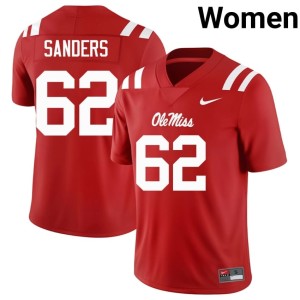#62 Red College Football Player Brycen Sanders University of Mississippi Women Jerseys 427023-832