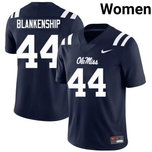 #44 Navy Miss Rebels Caleb Blankenship College Football Women's Embroidery Jersey 429136-203