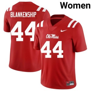 #44 Ole Miss Caleb Blankenship College Football Women Red University Jersey 176542-629
