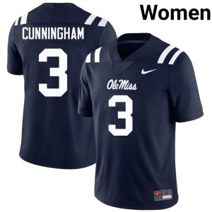 #3 Ole Miss Navy College Football University Caleb Cunningham Womens Jersey 144857-990