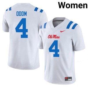 #4 Mississippi Rebels College Football Womens White Replica Caleb Odom Jersey 222267-615
