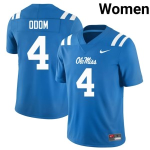 #4 Women's College Football Powder Blue Replica Ole Mississippi Rebels Caleb Odom Jerseys 596817-579