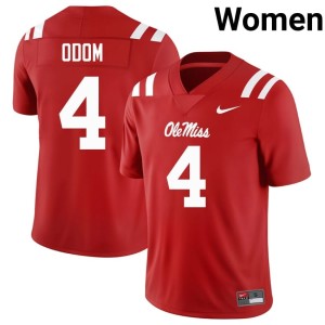 #4 Caleb Odom Women Official Mississippi College Football Red Jersey 630341-980
