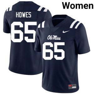 #65 College Football Women's Navy NCAA Connor Howes University of Mississippi Jersey 694884-558