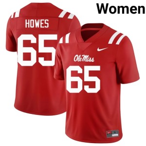 #65 Mississippi Red Player Womens College Football Connor Howes Jersey 353492-418