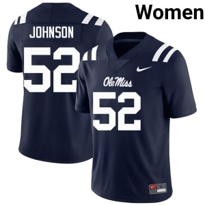 #52 Ole Mississippi College Football Navy Cooper Johnson Player Women Jersey 376605-488