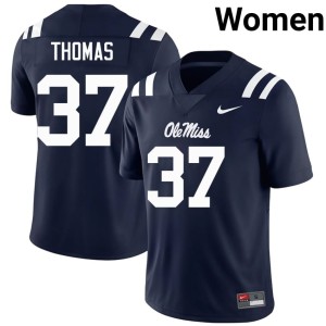 #37 College Football 2026 Cortez Thomas Women University of Mississippi Navy Jerseys 672442-302