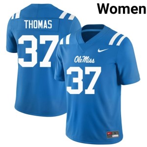 #37 Women University Cortez Thomas Powder Blue UM Rebels College Football Jersey 231208-319