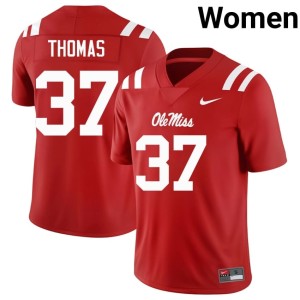 #37 2026-27 Cortez Thomas Ole Miss College Football Womens Red Jerseys 804774-474