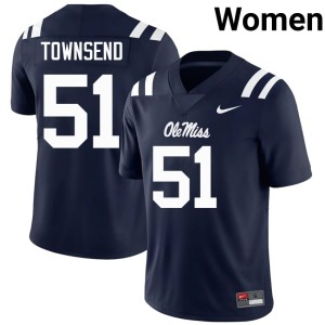 #51 Mississippi Rebels College Football Navy Official Delano Townsend Womens Jersey 514570-479