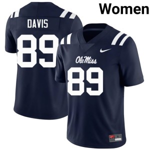 #89 Womens College Football Embroidery Navy Ole Miss Dylan Davis Jersey 471954-822