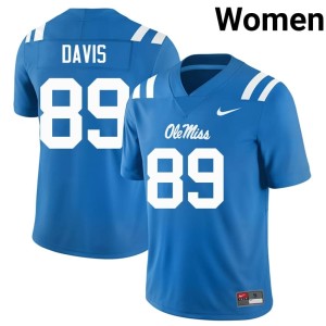 #89 Powder Blue Ole Miss Dylan Davis Women's Official College Football Jersey 508437-419