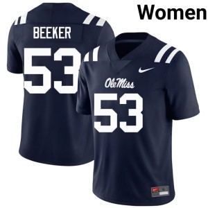 #53 Navy Ford Beeker College Football Ole Miss Rebels Womens Embroidery Jersey 754631-298