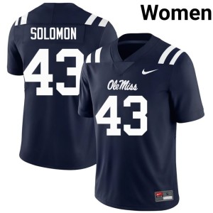 #43 Navy Isreal Solomon Women's Mississippi College Football Embroidery Jerseys 569513-970