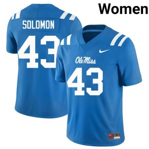 #43 Powder Blue Isreal Solomon Womens College Football Ole Miss Embroidery Jersey 452186-208