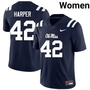 #42 UM Rebels Jack Harper 2026 College Football Navy Women Jersey 831003-350