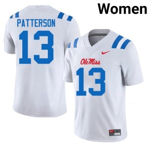 #13 Miss Rebels White Jack Patterson Game Women's College Football Jerseys 105201-163