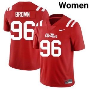 #96 Red Official Women Rebels Jamarious Brown College Football Jersey 730501-300